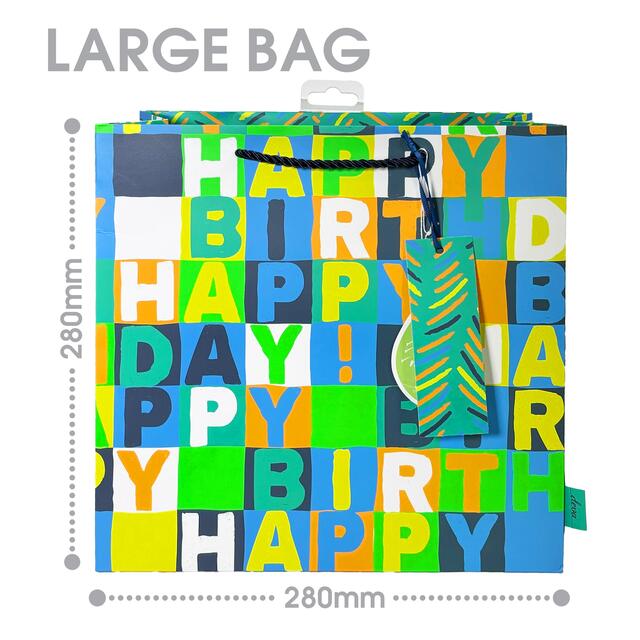 Neon Blue Birthday Medium Gift Bag thumbnail 2