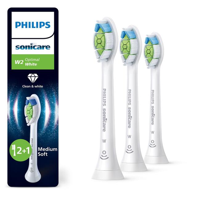 Philips Sonicare W2 Optimal White Brush Head, White, 2+1 Pack