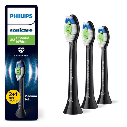 Philips Sonicare W2 Optimal White  Brush Head, Black, 2+1 Pack