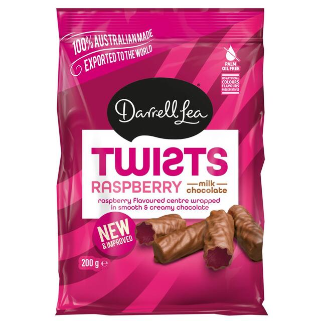 Darrell Lea Chocolate Coated Raspberry Liquorice Twists