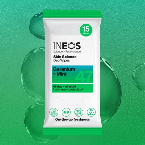 INEOS Skin Science Deodorant Wipes Geranium + Mint thumbnail 2