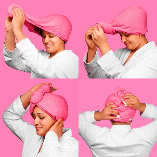 Noughty Microfibre Hair Towel - The Hot Pink One thumbnail 2