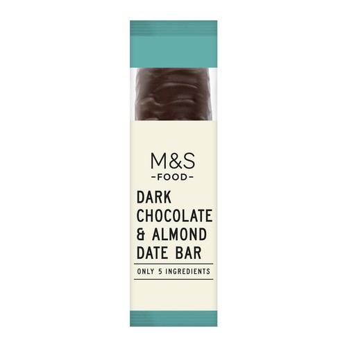 M&S Only 5 Ingredients Dark Chocolate and Almond Date Bar Serves 1
