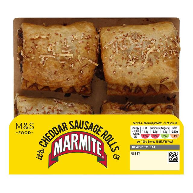 M&S 4 Mature Cheddar and Marmite Sausage Rolls thumbnail 2