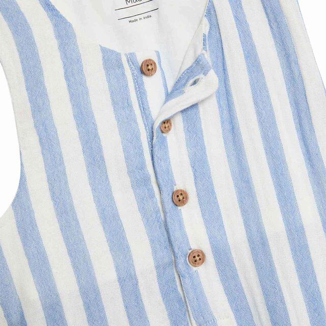 M&S Blue Striped Romper, 3-6 Months-3 Years, Blue thumbnail 3