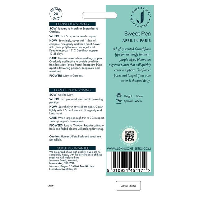Mr Fothergills Seeds - Sweet Pea April in Paris thumbnail 2