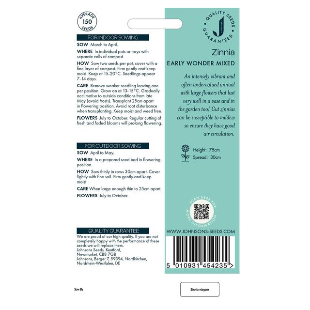 Mr Fothergills Seeds - Zinnia Early Wonder Mixed thumbnail 2