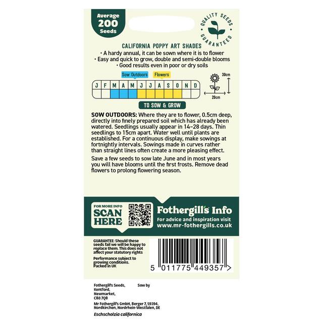 Mr Fothergills Seeds - Oh Sow Simple California Poppy Mix thumbnail 2