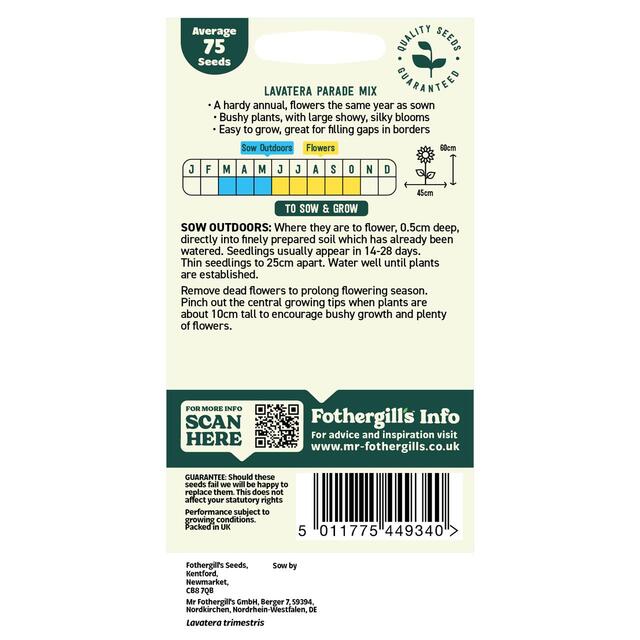 Mr Fothergills Seeds - Oh Sow Simple Lavatera Mix thumbnail 2