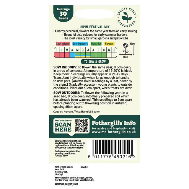 Mr Fothergills Seeds - Oh Sow Simple Lupin Tall Mix thumbnail 2