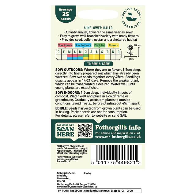 Mr Fothergills Seeds - Oh Sow Simple Sunflower Medium thumbnail 2