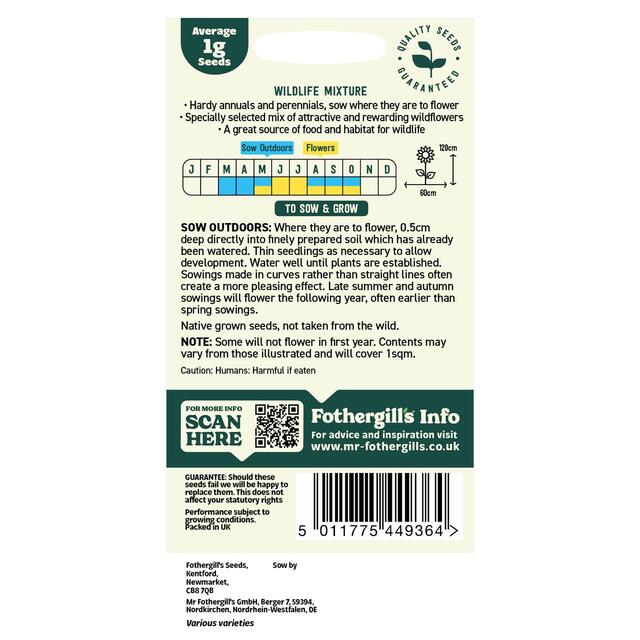 Mr Fothergills Seeds - Oh Sow Simple Wildflower Wildlife Mix thumbnail 2