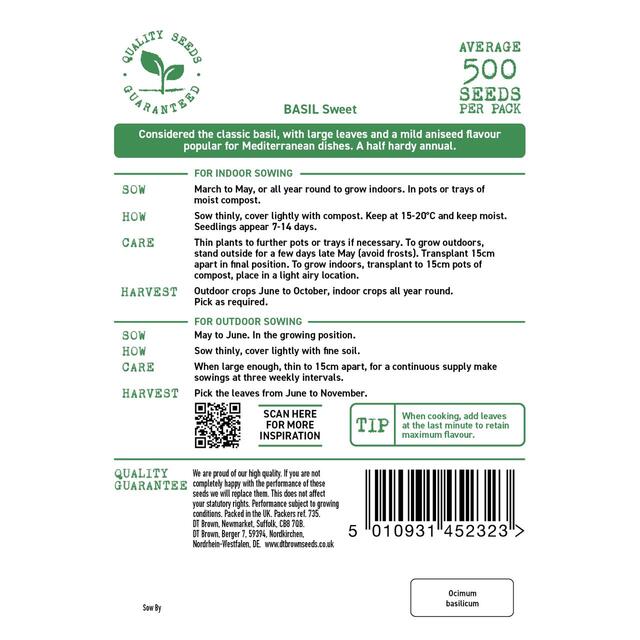 Mr Fothergills Seeds - D.T. Brown Basil Sweet thumbnail 2