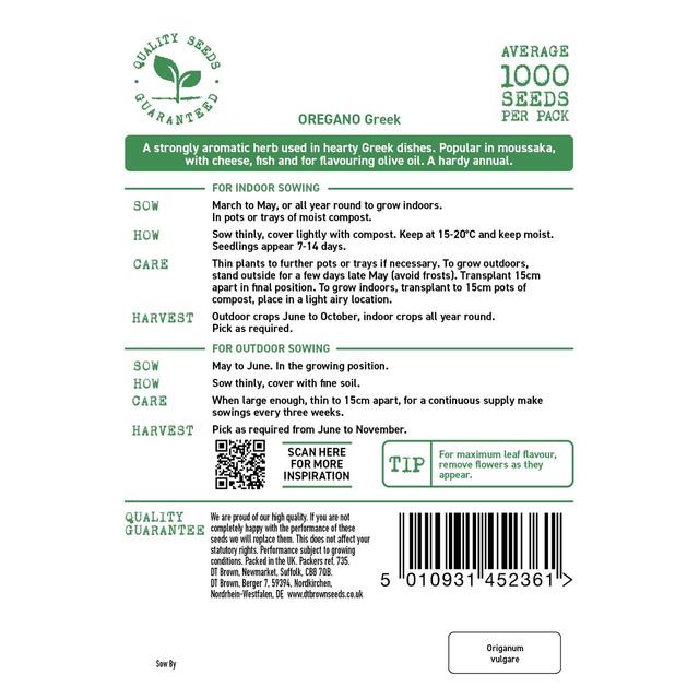 Mr Fothergills Seeds - D.T. Brown Oregano Greek thumbnail 2