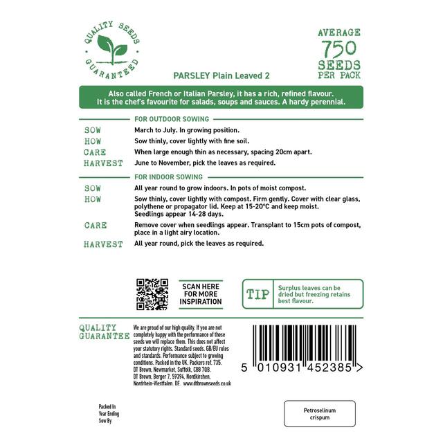 Mr Fothergills Seeds - D.T. Brown Parsley Plain Leaved 2 thumbnail 2