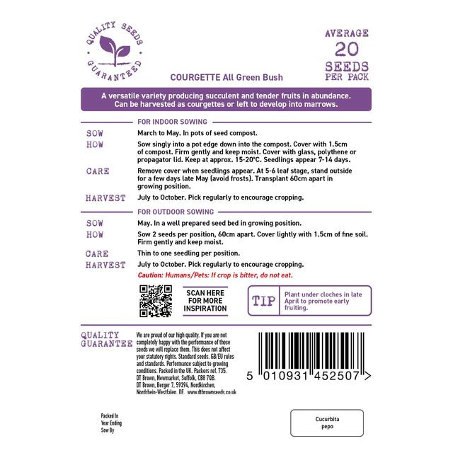 Mr Fothergills Seeds - D.T. Brown Courgette All Green Bush thumbnail 2