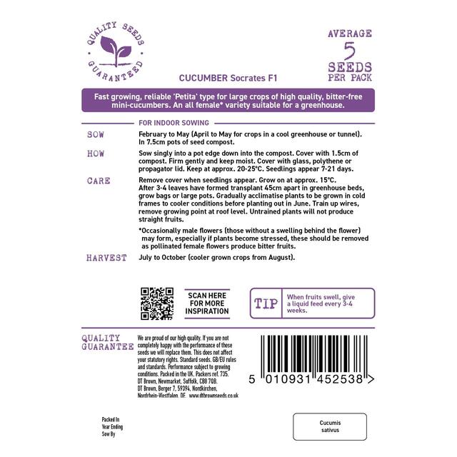 Mr Fothergills Seeds - D.T. Brown Cucumber Socrates thumbnail 2