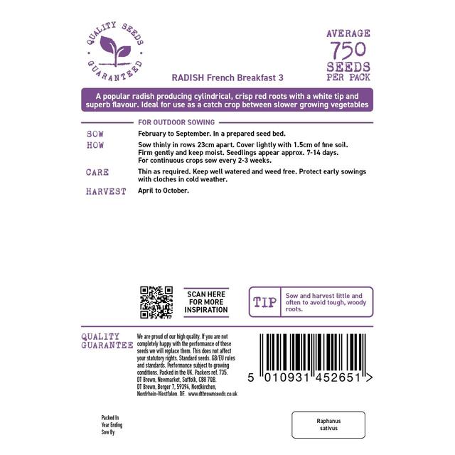 Mr Fothergills Seeds - D.T. Brown Radish French Breakfast thumbnail 2