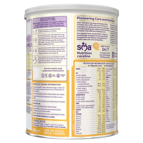 SMA Comfort Easy to Digest Baby Milk Powder Formula From Birth 800g thumbnail 2