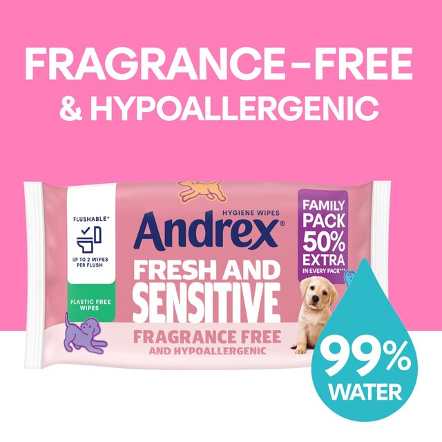 Andrex Fresh and Sensitive Flushable Hygiene Wipes Mega Pack thumbnail 2