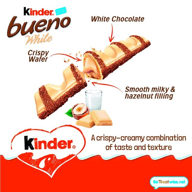 Kinder Bueno White Chocolate & Hazelnut Bars Multipack, 5 x 39g thumbnail 2