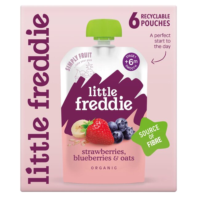 Little Freddie Organic Strawberries, Blueberries & Oats Multipack 6 x 100g
