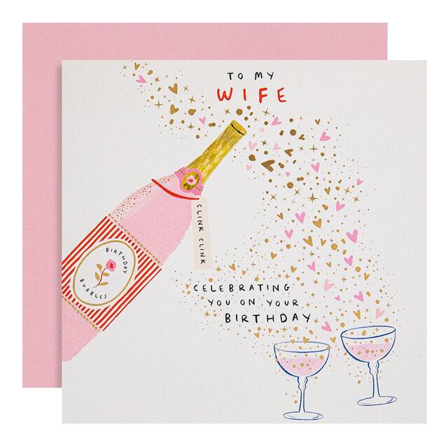 M&S Wife Celebrating You Bubbles Birthday Card