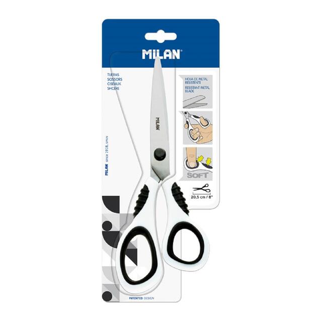 MILAN Blister white office scissors 20.5 cm