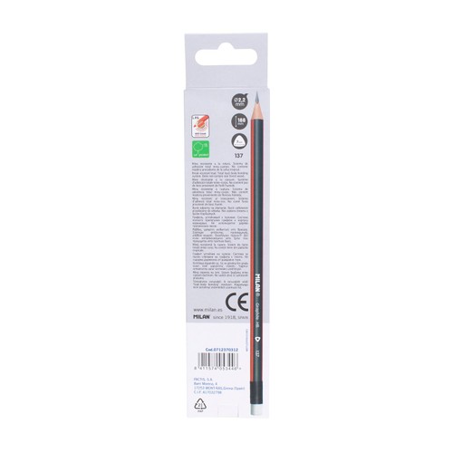 MILAN Box 12 HB triangular graphite pencils with eraser thumbnail 6