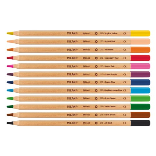MILAN Box 12 hexagonal colour pencils with thick lead thumbnail 2