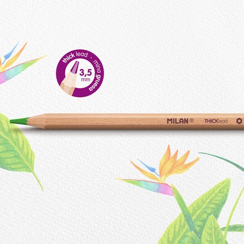 MILAN Box 12 hexagonal colour pencils with thick lead thumbnail 3