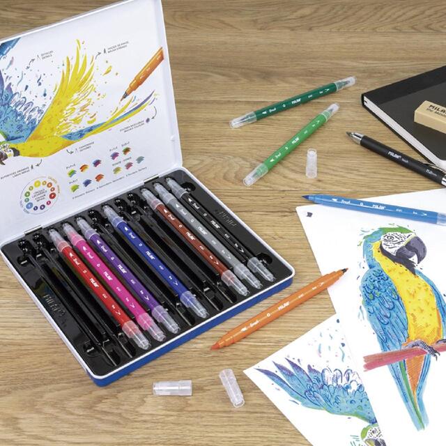 MILAN Metal Box 12 dual tip fibrepens thumbnail 3