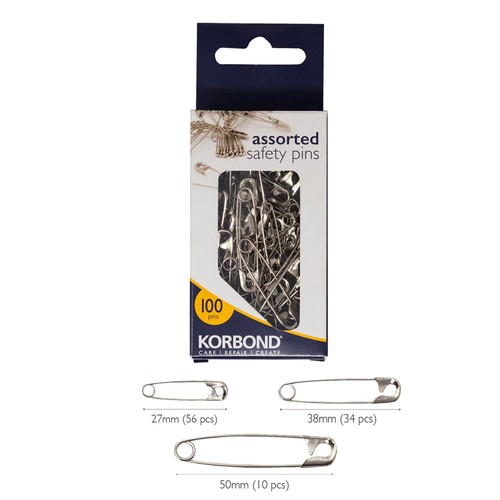Korbond 100 Pack Assorted Safety Pins thumbnail 3