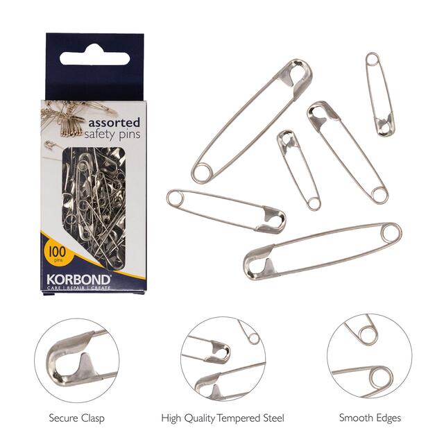 Korbond 100 Pack Assorted Safety Pins thumbnail 2