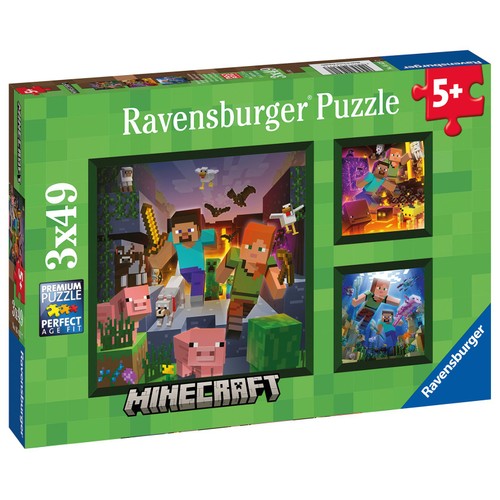 Ravensburger Minecraft Biomes 3x 49 piece Jigsaw Puzzles