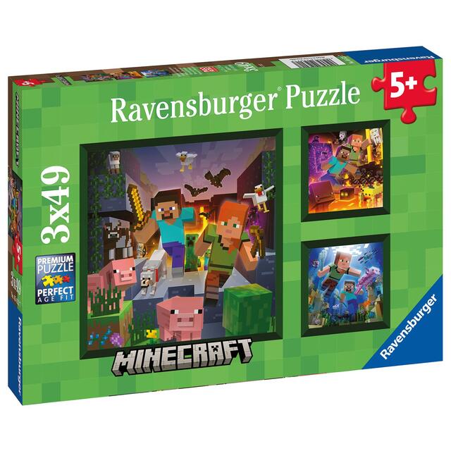 Ravensburger Minecraft Biomes 3x 49 piece Jigsaw Puzzles