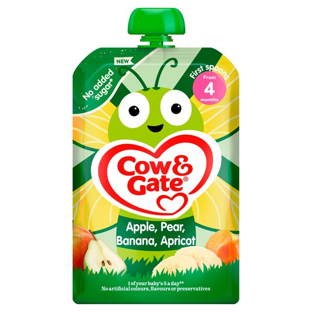 Cow & Gate Fruit Apple Pear Banana & Apricot Baby Pouch 4+ Months