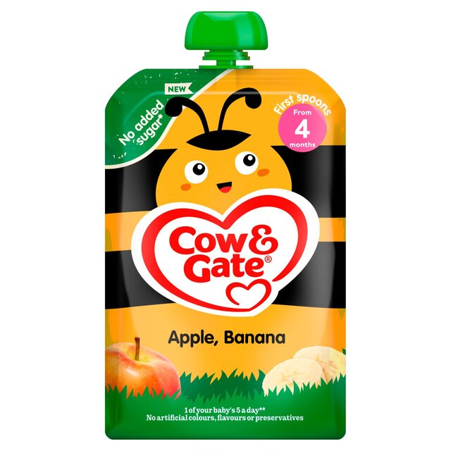Cow & Gate Fruit Pouch Apple & Banana Baby Food Snack 4+ Months