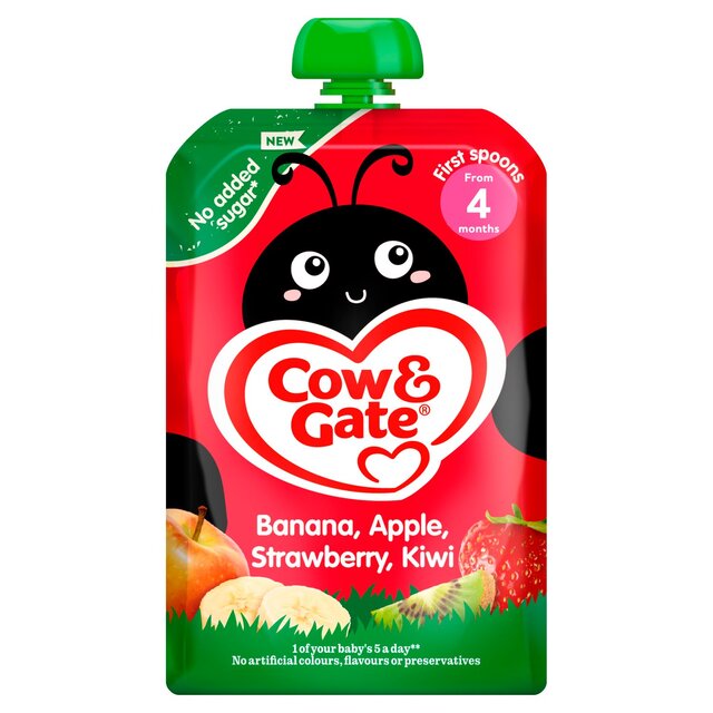Cow & Gate Fruit Banana Apple Strawberry & Kiwi Baby Pouch 4+ Months