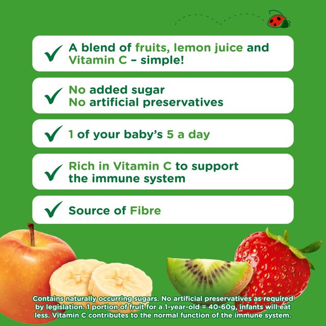 Cow & Gate Fruit Banana Apple Strawberry & Kiwi Baby Pouch 4+ Months thumbnail 2