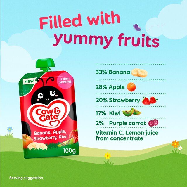 Cow & Gate Fruit Banana Apple Strawberry & Kiwi Baby Pouch 4+ Months thumbnail 7