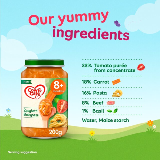 Cow & Gate Spaghetti Bolognese Baby Food Meal Jar 8+ Months thumbnail 5