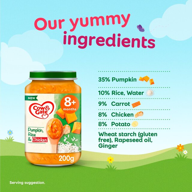 Cow & Gate Pumpkin Chicken & Rice Baby Food Meal Jar 8+ Months thumbnail 4