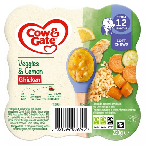Cow & Gate Lemon Chicken & Vegetables Baby Food Meal 12+ Months thumbnail 2