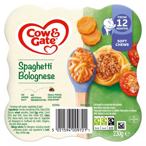 Cow & Gate Spaghetti Bolognese Baby Food Meal 12+ Months thumbnail 2