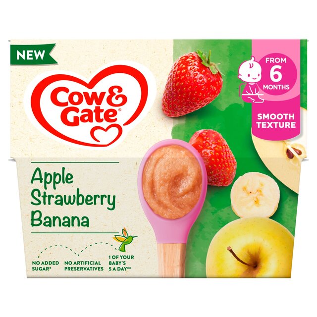 Cow & Gate Apple Strawberry & Banana Baby Food Fruit Pot 6+ Months