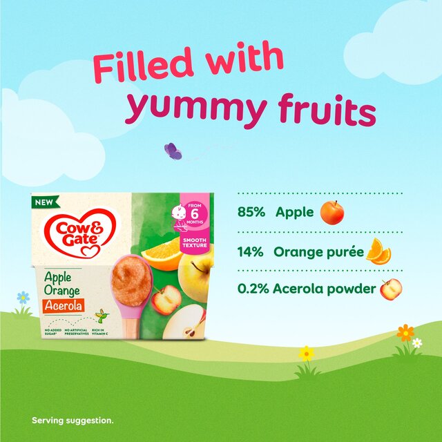 Cow & Gate Apple Orange & Acerola Baby Food Fruit Pot 6+ Months thumbnail 4
