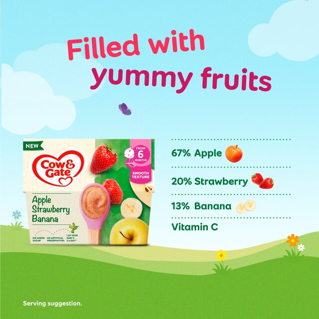 Cow & Gate Apple Peach & Strawberry Baby Food Fruit Pot 6+ Months thumbnail 4