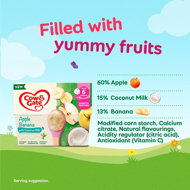 Cow & Gate Apple, Banana with Coconut Milk Baby Food Pot 6+ Months thumbnail 3