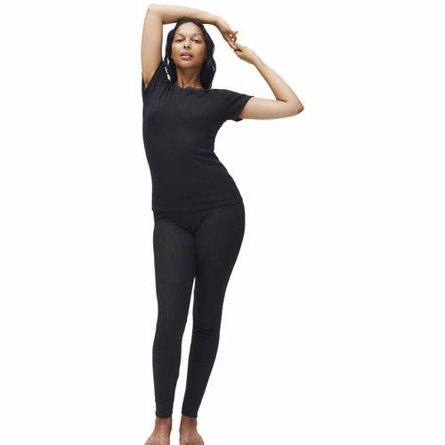 M&S Womens Thermal Pointelle Leggings, size 14, Black Mix thumbnail 2